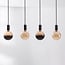 4-light pendant light Nivelle black - set with dimmable E27 LED bulbs