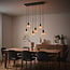 6-light pendant light Nivelle black - set with dimmable E27 LED bulbs