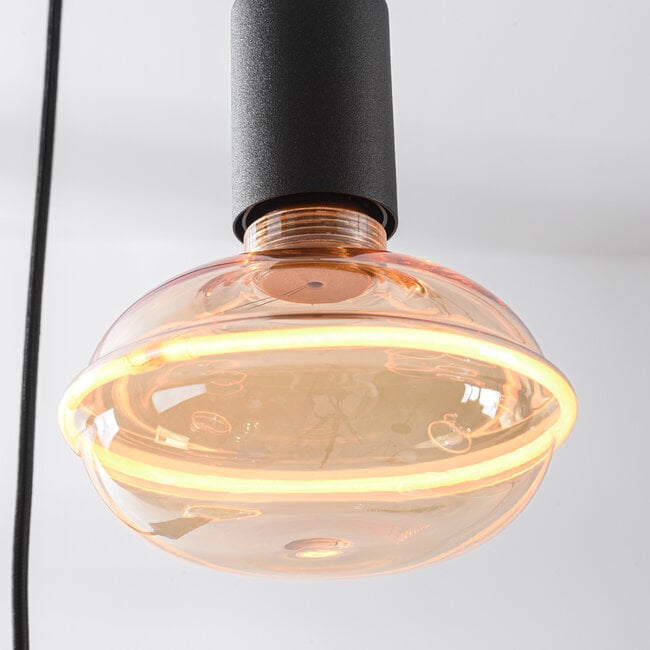 6-light pendant light Nivelle black - set with dimmable E27 LED bulbs