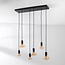 6-light industrial pendant lamp Nivelle including dimmable E27 bulbs - black