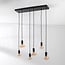 6-light pendant light Nivelle black - set with dimmable E27 LED bulbs
