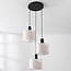 3-light pendant light Linne with round fabric shades in beige linen