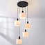 5-light pendant light Linne - beige linen shades