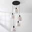 5-light pendant light Linne - beige linen shades