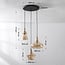 3-light designer pendant light Calypso with amber glass globes