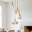 Retro designer pendant light Calypso with four amber glass globes
