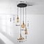 Retro designer pendant light Calypso with four amber glass globes