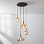 Retro designer pendant light Calypso with four amber glass globes