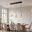 Industrial 6-light pendant light Calypso with amber glass