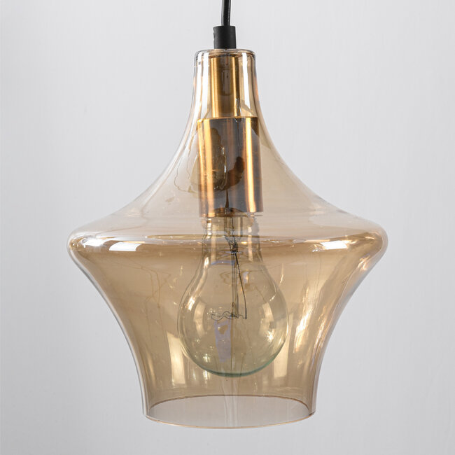 Calypso 6-light industrial pendant lamp with Amber glass