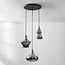 3-light modern pendant light Calypso - black with smoked glass