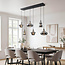 Industrial pendant lamp Calypso Black with six Smoked glass shades