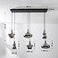 Industrial pendant lamp Calypso Black with six Smoked glass shades