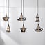 Industrial pendant light Calypso - black with six smoked glass globes