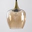 Modern pendant light Eloi with two gold GU10 spotlights and three amber glass globes, 5-light