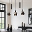 5-light Eloi pendant lamp with three smoked glass shades and two GU10 spotlights