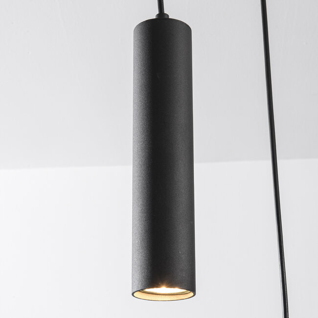 5-light Eloi pendant lamp with three smoked glass shades and two GU10 spotlights