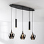 5-light Eloi pendant lamp with three smoked glass shades and two GU10 spotlights