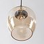 Téo gold pendant lamp design with three amber glass shades and two GU10 spotlights