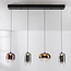 Kohi 4-light pendant with LED, 3-step dimmable and glass shades in gold, smoked glass and copper