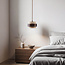 Natural Travé pendant lamp made of travertine (natural stone) and wood