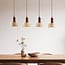 Luxury 4-light pendant light Muro in travertine (natural stone) and wood