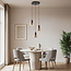 3-light pendant lamp Lito with terrazzo effect and wood