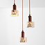 3-light pendant lamp Lito with terrazzo effect and wood