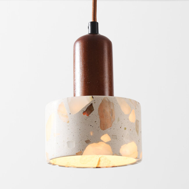 Lito Pendant Light with Terrazzo Effect and Wood