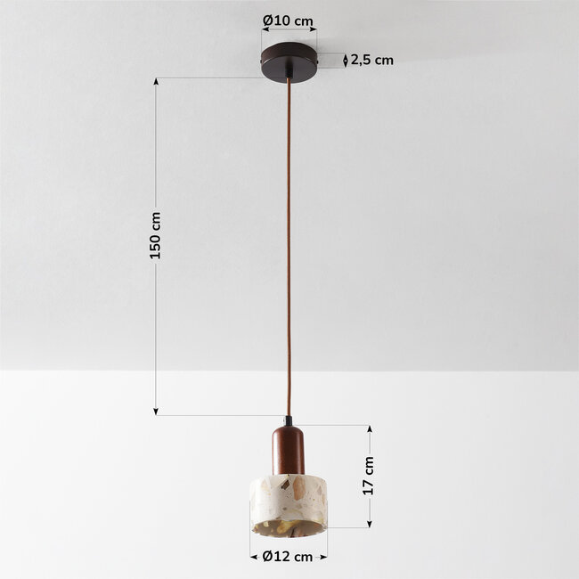 Lito Pendant Light with Terrazzo Effect and Wood