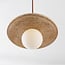 Japandi pendant light Sasso in travertine (natural stone) and wood