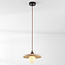 Japandi pendant light Sasso in travertine (natural stone) and wood