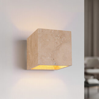 Cube wall light Roca in stone effect