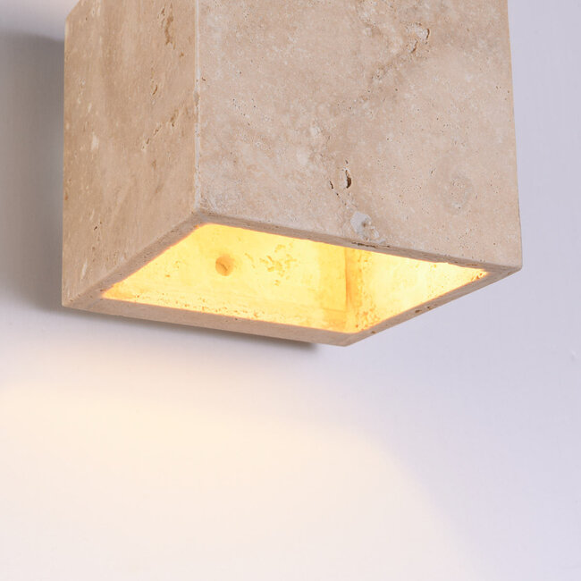 Cube wall light Roca in stone effect