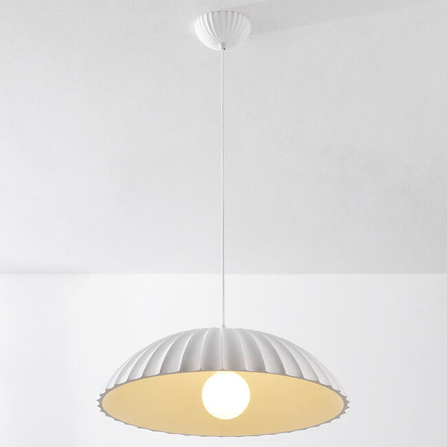 Olea ribbed pendant lamp with matt chalk finish (Gesso finish)