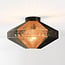 Boho-chic ceiling light Skima in black with natural rope
