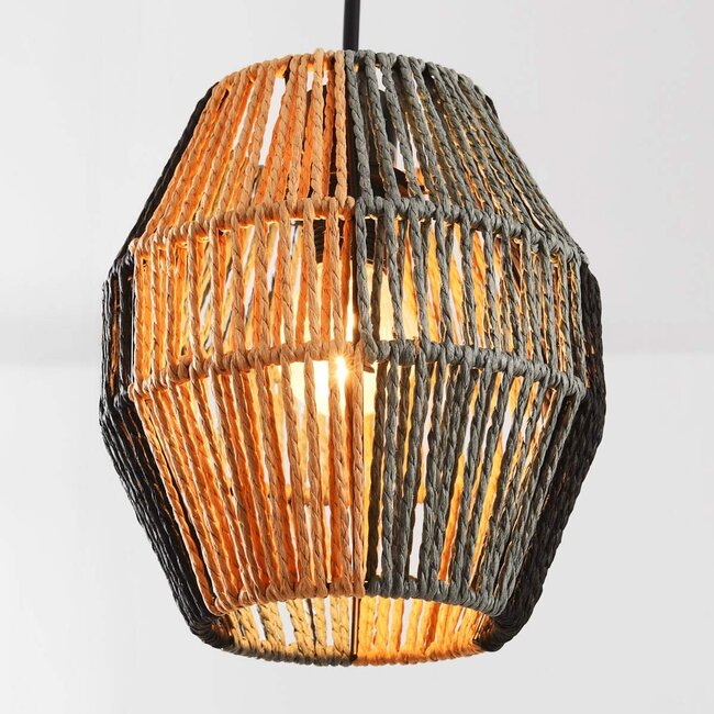 Lumra pendant lamp made of rope in Black and natural – 3-light