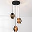 3-light pendant light Lumra - black with natural rope