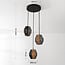 3-light pendant light Lumra - black with natural rope