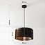 pendant light Vyra in black wood with natural interior