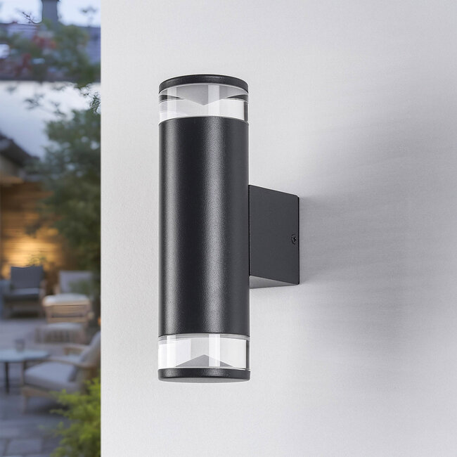 Modern 2-light up & down outdoor light Disari – dark grey