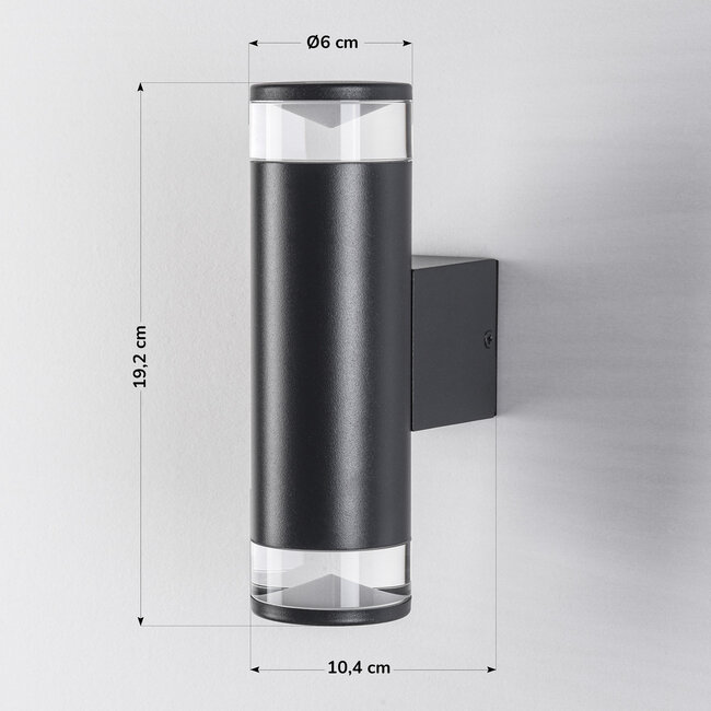 Modern 2-light up & down outdoor lamp Disari – dark grey