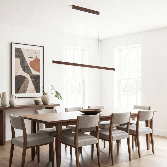 3-step dimmable Elan pendant lamp in dark wood effect with integrated LED