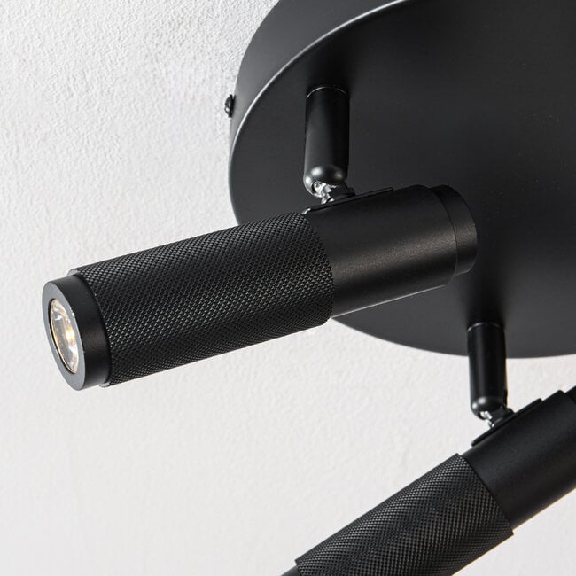 Industrial ceiling light Axis with 3 adjustable spotlights in black