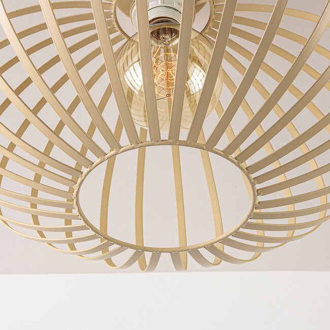 Ceiling lamp Grata in beige with open metal frame