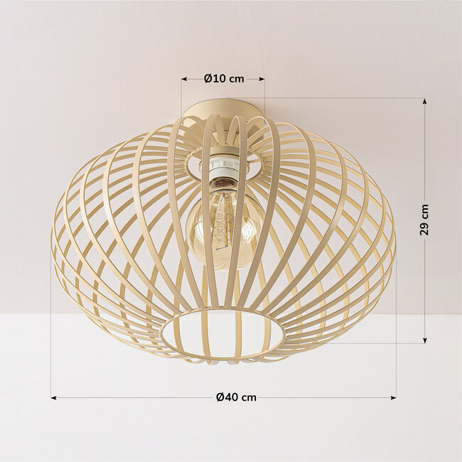 Grata ceiling light in beige with open metal frame
