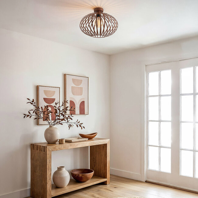 Ceiling light Grata in brown with open metal frame