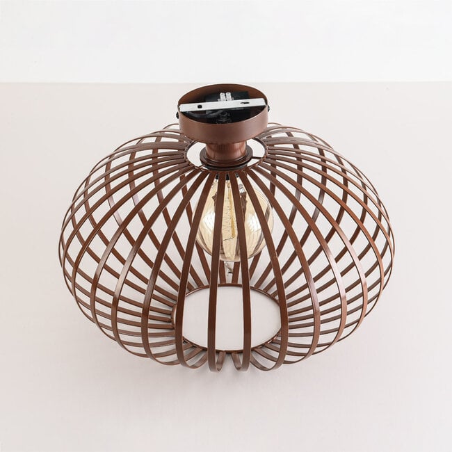 Ceiling lamp Grata in brown with open metal frame