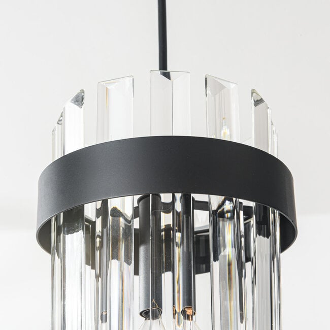 Modern 3-light pendant light Elvira with luxurious clear glass prisms