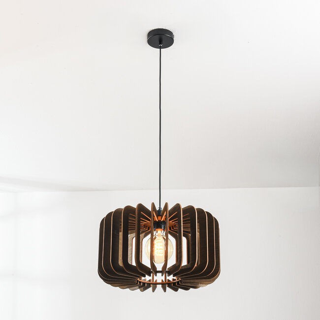 Inzai dark wood pendant light – round